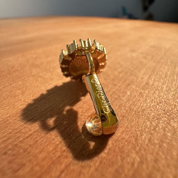 Vintage Christian Dior Pearl Crystal Rhinestones Gold Tone Clip On Earrings - Picture 5 of 6